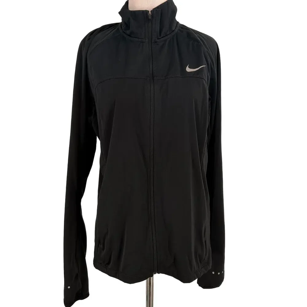 Nike Shield Running Black Full Zip Up Jacket Size Large
